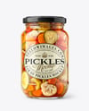 Glass Jar with Giardiniera Pickled Vegetables Mockup