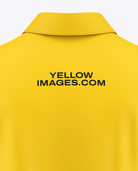Men's Long Sleeve Polo Shirt Mockup - Back View