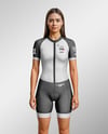 Young Woman Wearing Raglan Cycling Suit Mockup