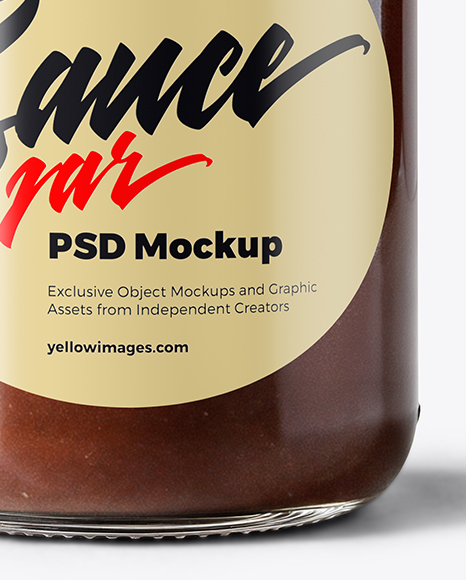 Clear Glass Jar with Chocolate Fudge Sauce Mockup