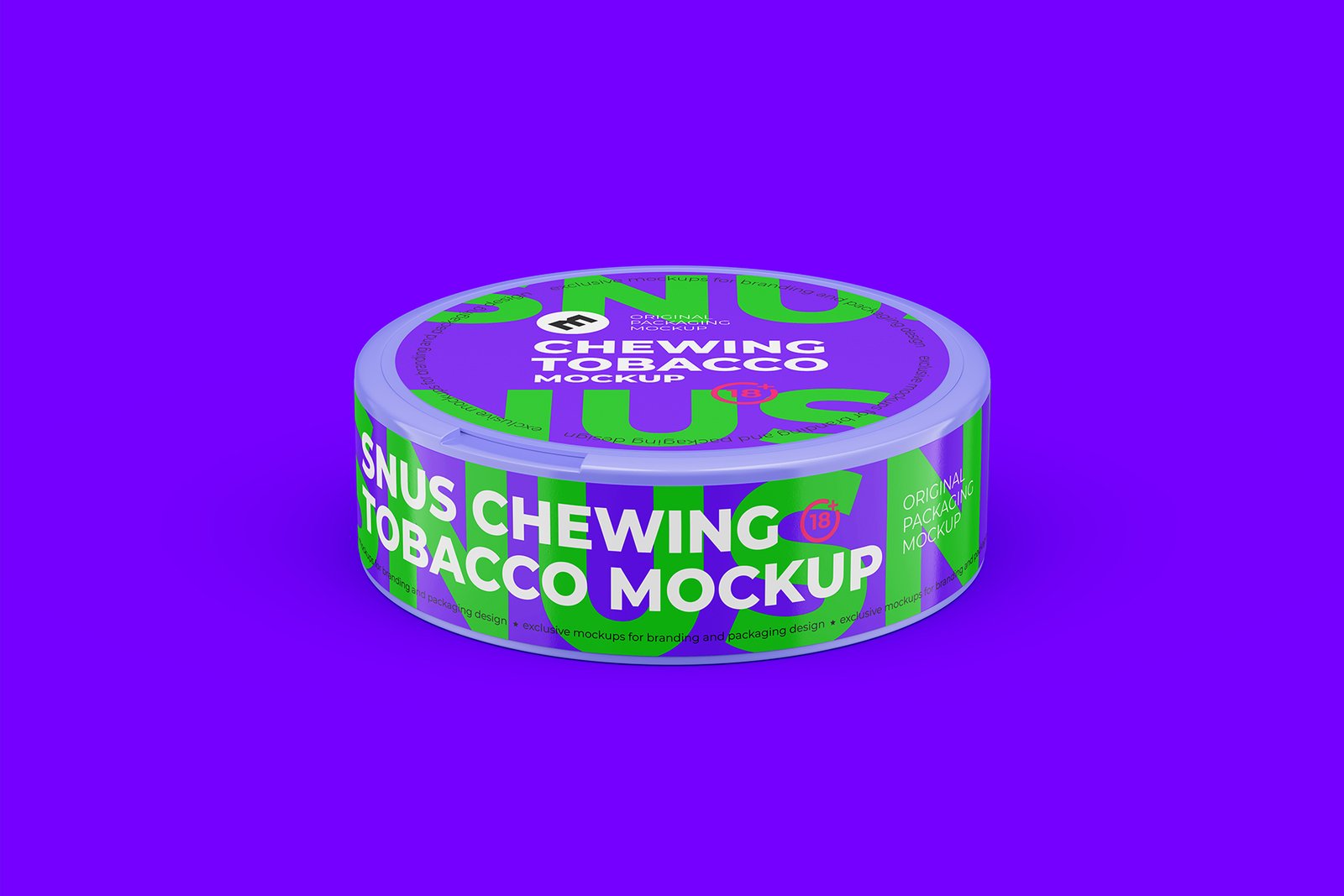 Snus Chewing Tobacco Can Mockup. High angle shot. With One Lock