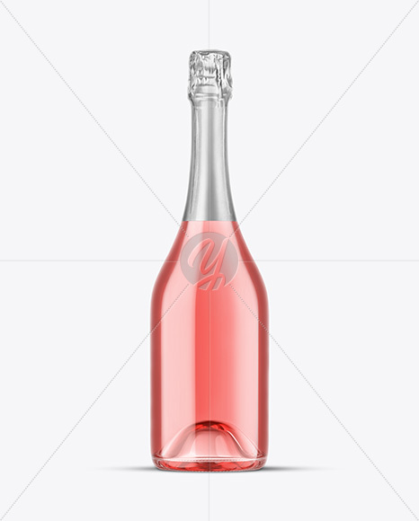 Clear Glass Pink Champagne Bottle Mockup