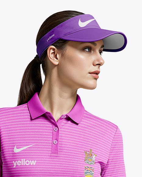 Woman Wearing Golf Shirt and Skirt Mockup