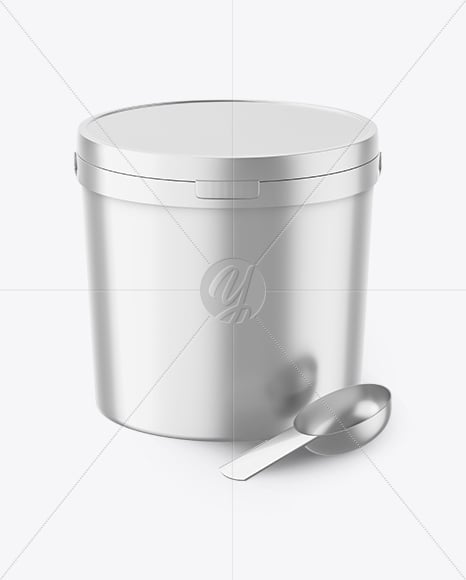 Metallic Bucket W/ Measuring Spoon Mockup