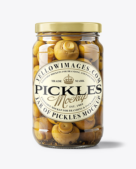 Glass Jar with Champignons Mockup - Realistic mockups