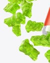 Plastic Bottle with Flying Gummies Mockup