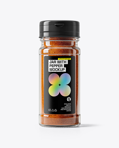 Clear Glass Jar with Chili Powder Mockup