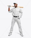 Black Man Wearing a Full Baseball Kit with Bat Mockup