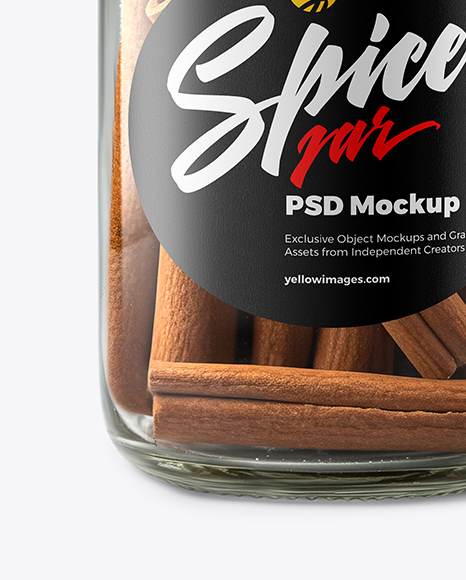 Glass Jar with Cinnamon Sticks Mockup