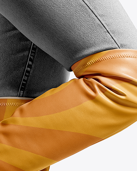 Pair of Over-The-Knee Boots on Women's Legs with Jeans Mockup