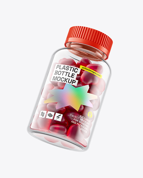 Plastic Bottle with Gummies Mockup