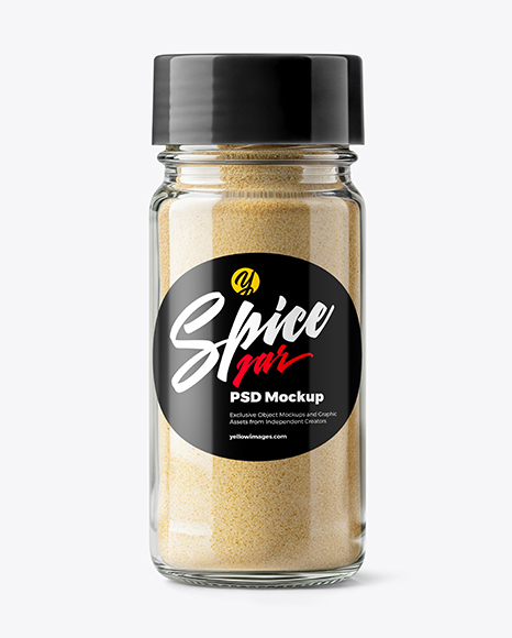 Spice Glass Jar with Onion Powder Mockup - Realistic mockups