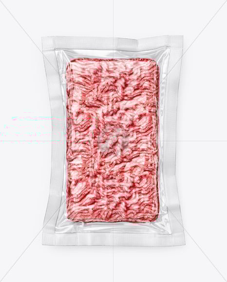 Clear Plastic Flow-Pack with Minced Meat Mockup