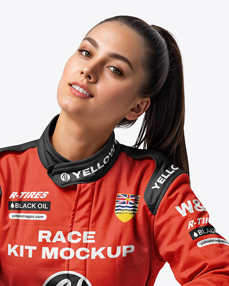 Woman Wearing Full Racing Kit Mockup
