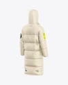 Men's Long Hooded Down Jacket Mockup - Back Half Side View