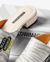Pair of Mules with Shoe Box Mockup