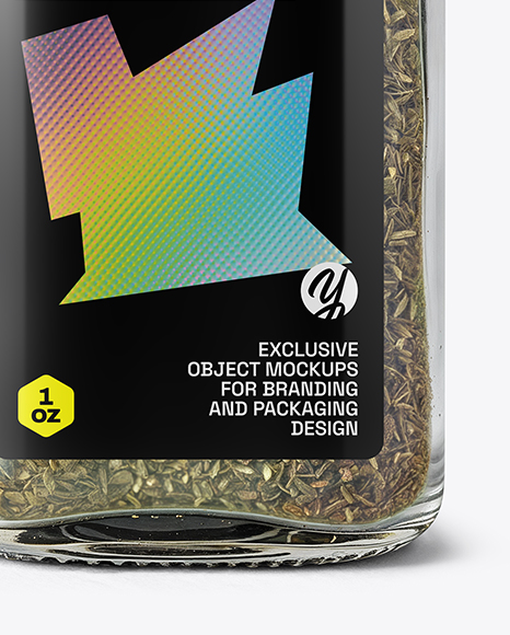 Glass Spice Jar with Dried Basil Mockup