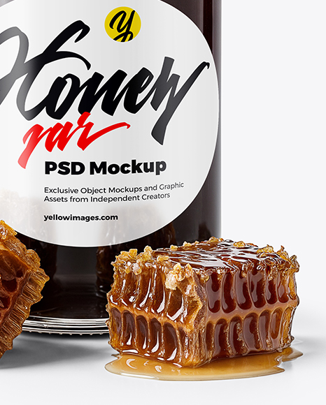 Glass Jar with Buckwheat Honey Mockup