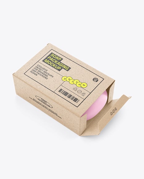 Kraft Paper Box with Soap Bar Mockup