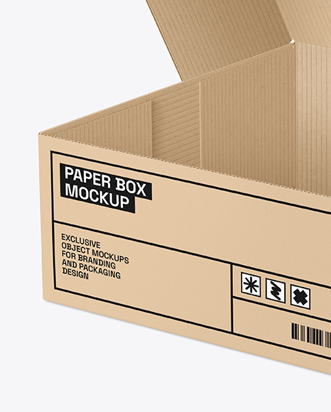 Opened Corrugated Cake Box Mockup