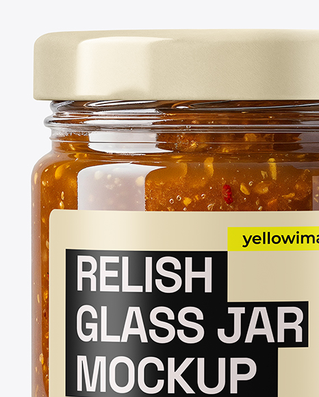 Glass Jar with Sweet Relish Sauce Mockup