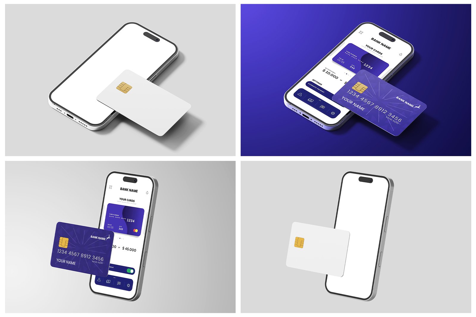 ATM Bank Card with iPhone 16 Mockup Set