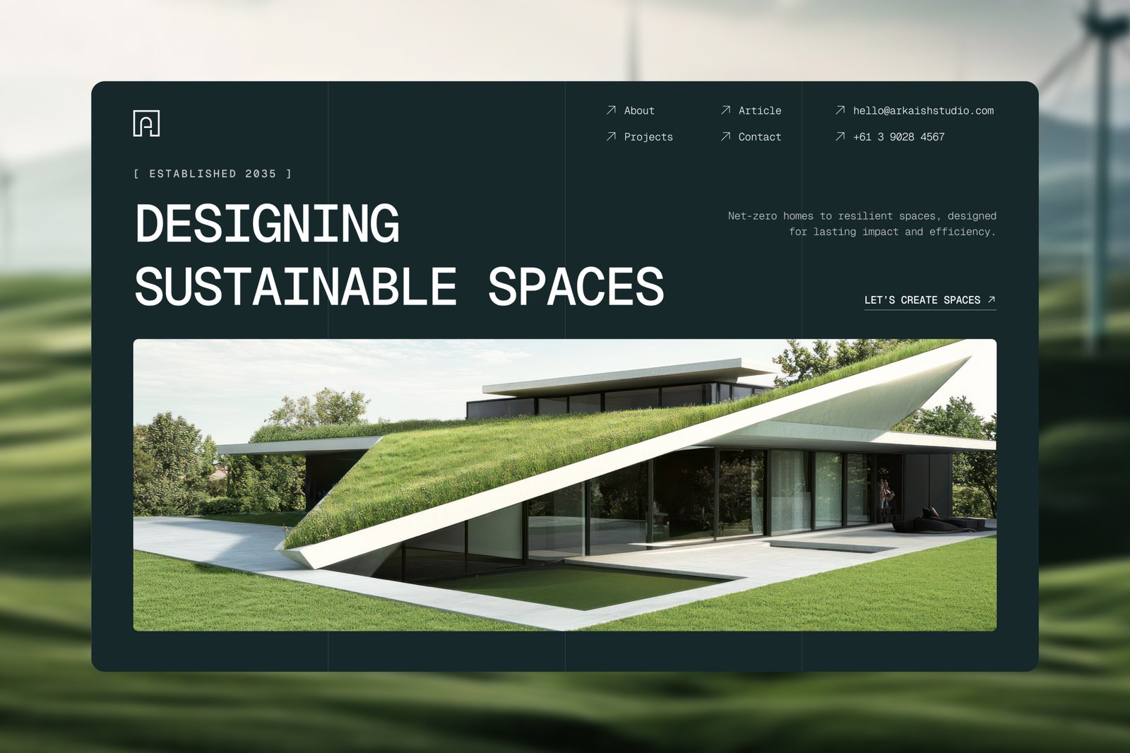 Arkaish – Sustainable Architecture Firm Website UI Figma Design