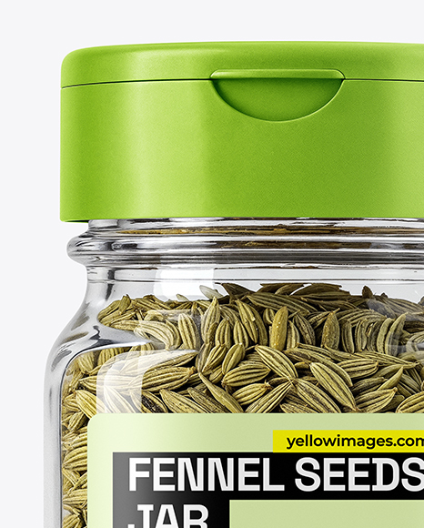 Clear Glass Jar with Fennel Seeds Mockup