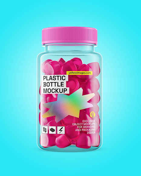 Plastic Bottle with Gummies Mockup