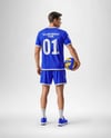 Man Wearing Full Volleyball Kit with Ball Mockup