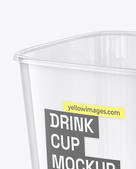 Clear Plastic Cup with Paper Holder Mockup