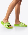 Woman Wearing Velcro Slide Sandals Mockup