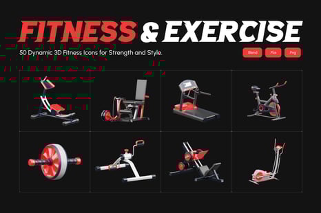 3D Fitness and Exercise Icons - Graphics