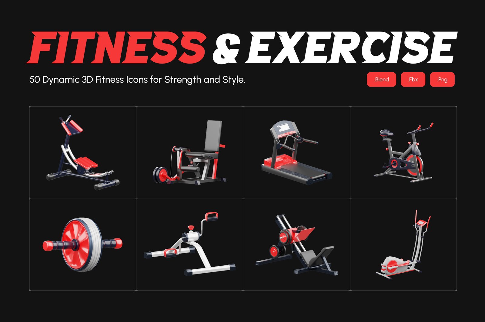 3D Fitness and Exercise Icons