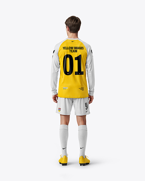 Soccer Player Wearing Raglan Long Sleeve Jersey and Shorts Mockup - Mens+Short+Sleeve+Soccer+Jersey+Mockup+Back+View+(PSD+...