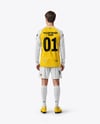 Soccer Player Wearing Raglan Long Sleeve Jersey and Shorts Mockup