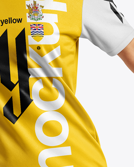 Woman Wearing Soccer Jersey and Shorts Mockup