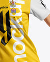 Woman Wearing Soccer Jersey and Shorts Mockup