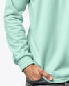 Man Wearing Long-Sleeve Polo Shirt and Jeans Mockup