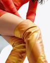 Pair of Over-The-Knee Boots on Women's Legs on Stool Mockup