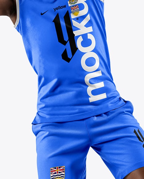 Black Man Wearing Full Basketball Kit Mockup
