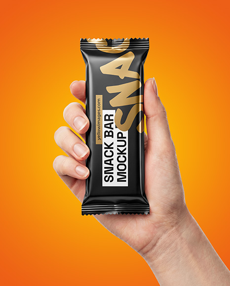Matte Snack Bar in a Hand Mockup