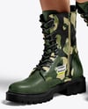 Combat Boots on Women's Legs with Dress Mockup