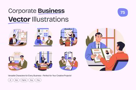 Corporate Vector Illustration Set - Illustrations
