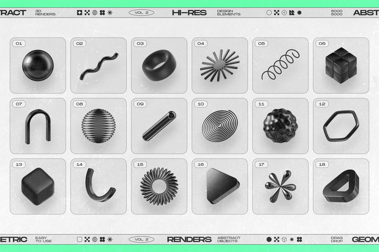 160 Glossy Black 3D Shapes Collection Vol.2