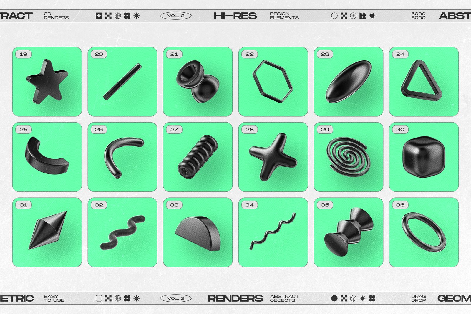 160 Glossy Black 3D Shapes Collection Vol.2