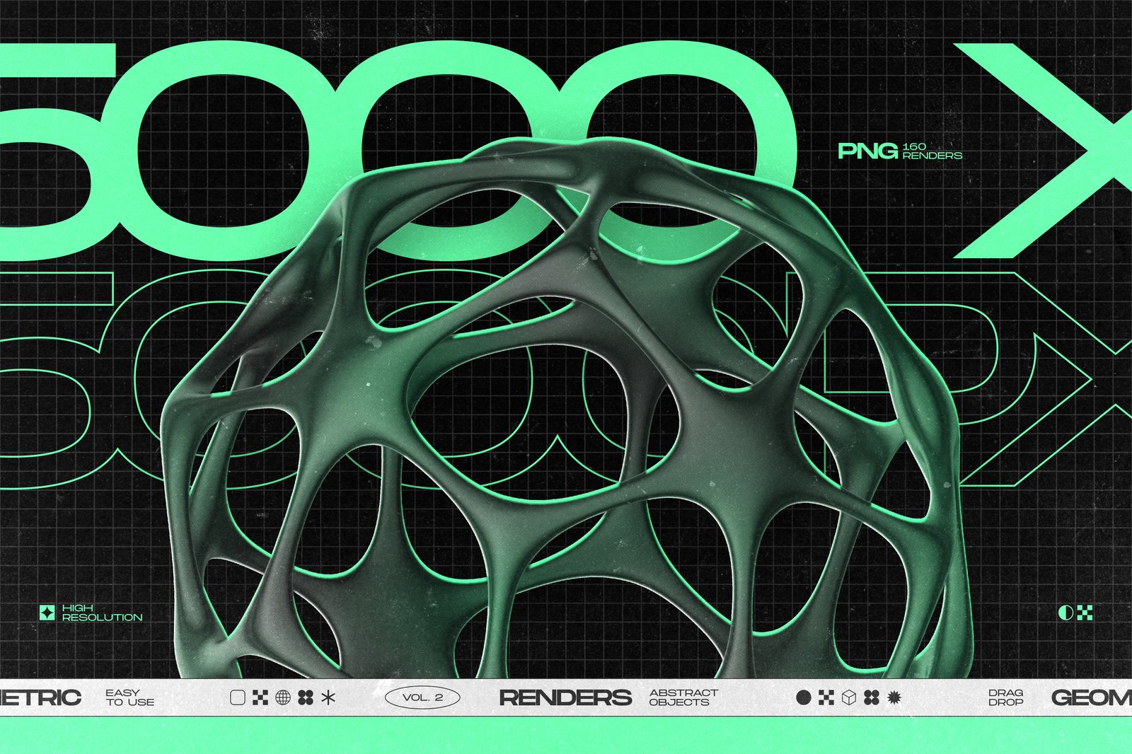 160 Glossy Black 3D Shapes Collection Vol.2