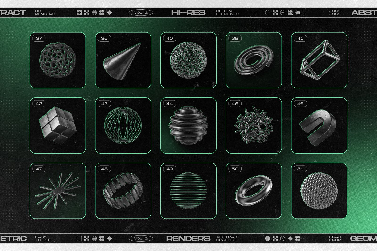 160 Glossy Black 3D Shapes Collection Vol.2