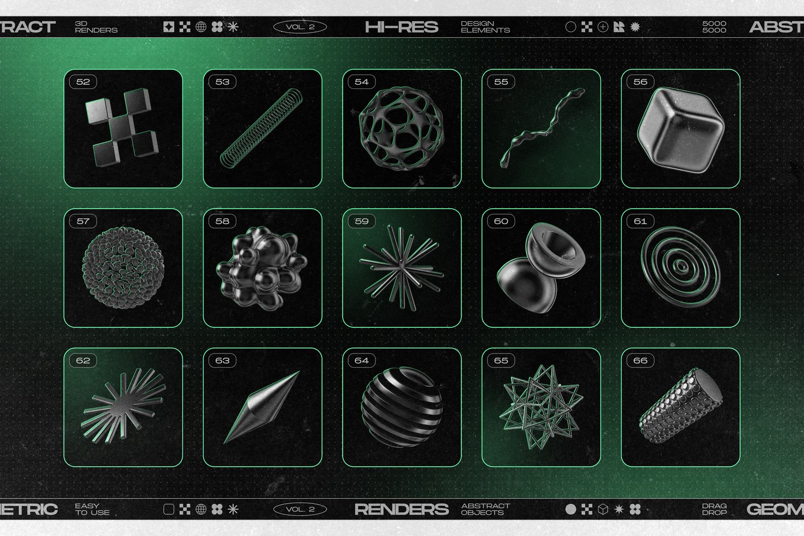 160 Glossy Black 3D Shapes Collection Vol.2