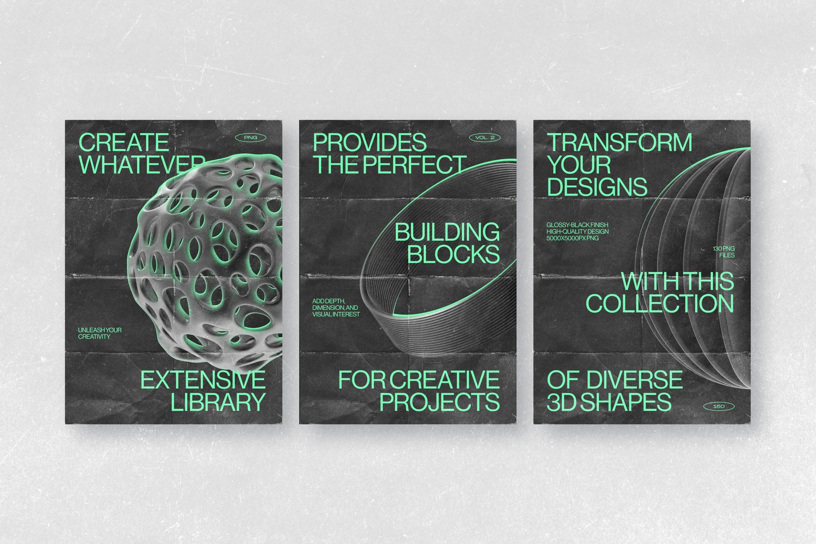 160 Glossy Black 3D Shapes Collection Vol.2
